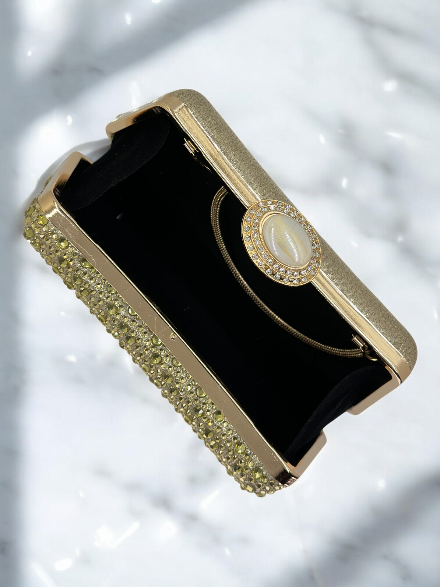 Lüks Kristal ve İnci Gece Çantası Clutch