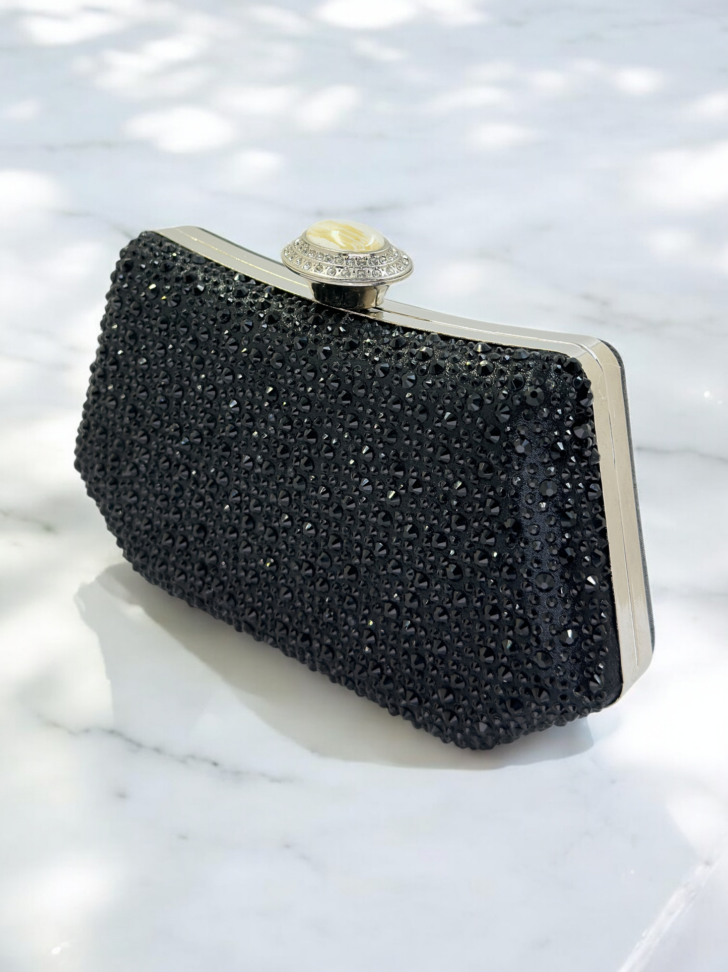 Lüks Kristal ve İnci Gece Çantası Clutch