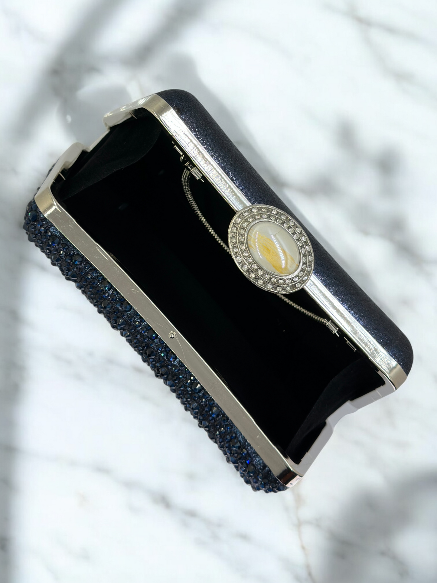 Lüks Kristal ve İnci Gece Çantası Clutch