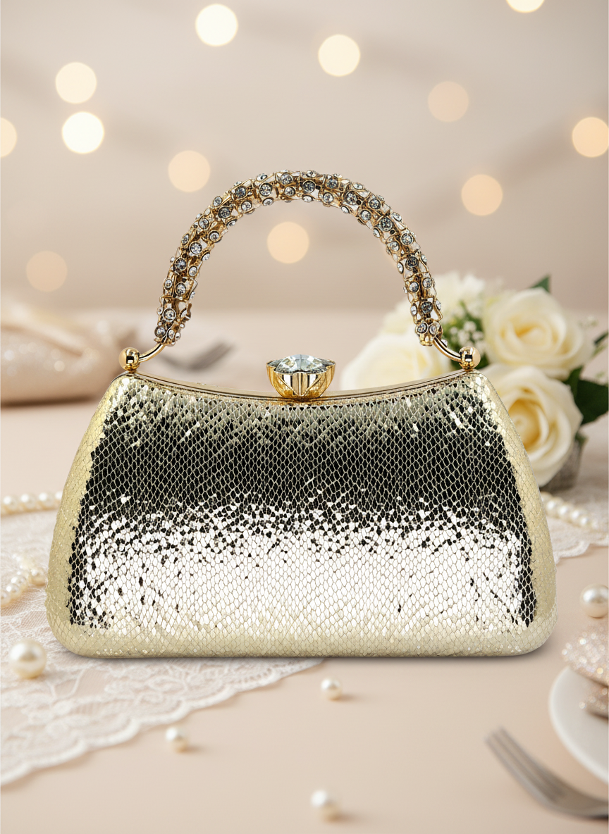 Kristal Desenli Taş Saplı Abiye Çanta, Gümüş Renk, Saten Clutch. Lüks düğün çantası ve gece çantası modelleri.