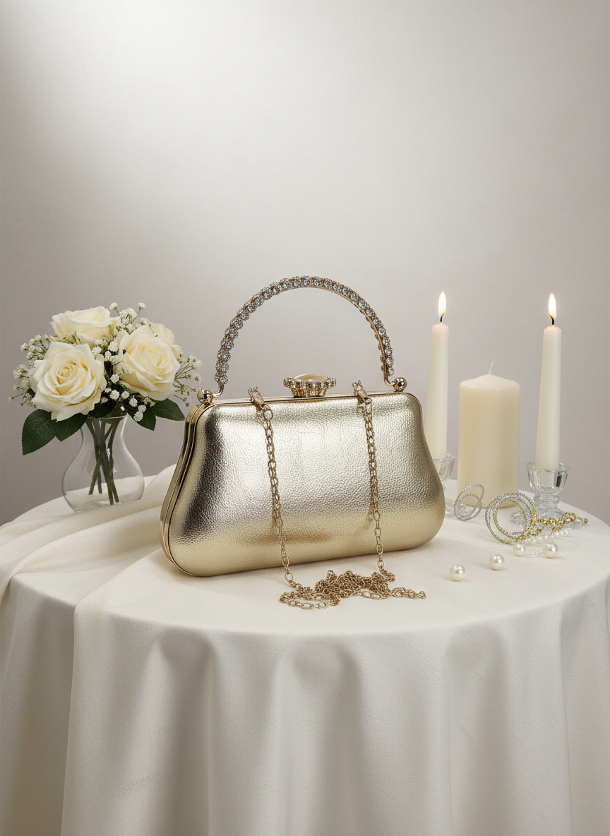 Kırışık Cilt Deri Siyah abiye çanta, inci ve kristal işlemeli taş saplı lüks gece clutch.