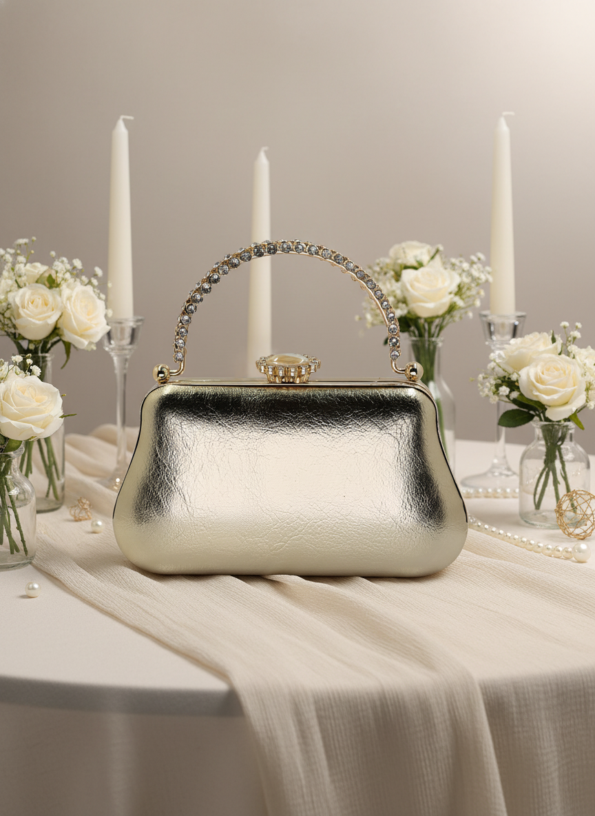 Kırışık Cilt Deri Siyah abiye çanta, inci ve kristal işlemeli taş saplı lüks gece clutch.